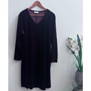 Vintage CDC Red Velvet V-Neck Flowy Whimsigoth Mini Dress Long Sleeve Dress 18